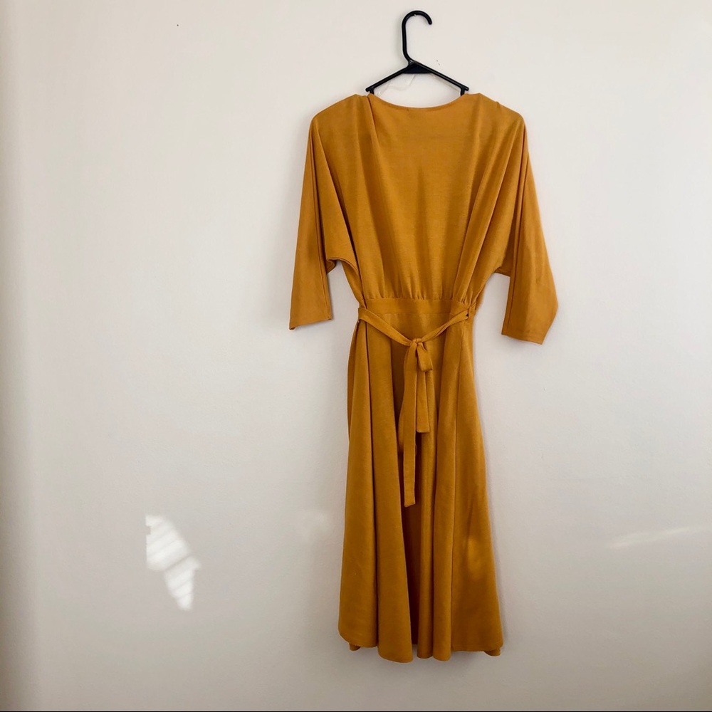 Mustard Yellow Wrap Dress - Picture 4 of 10